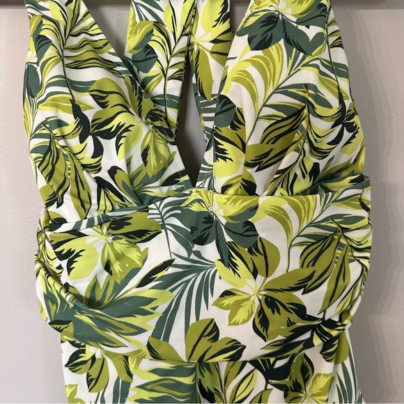 Adore Me Monroe Contour Palm Paradise Halter Neck One Piece Swimsuit Sz 0X NWT - Picture 4 of 9